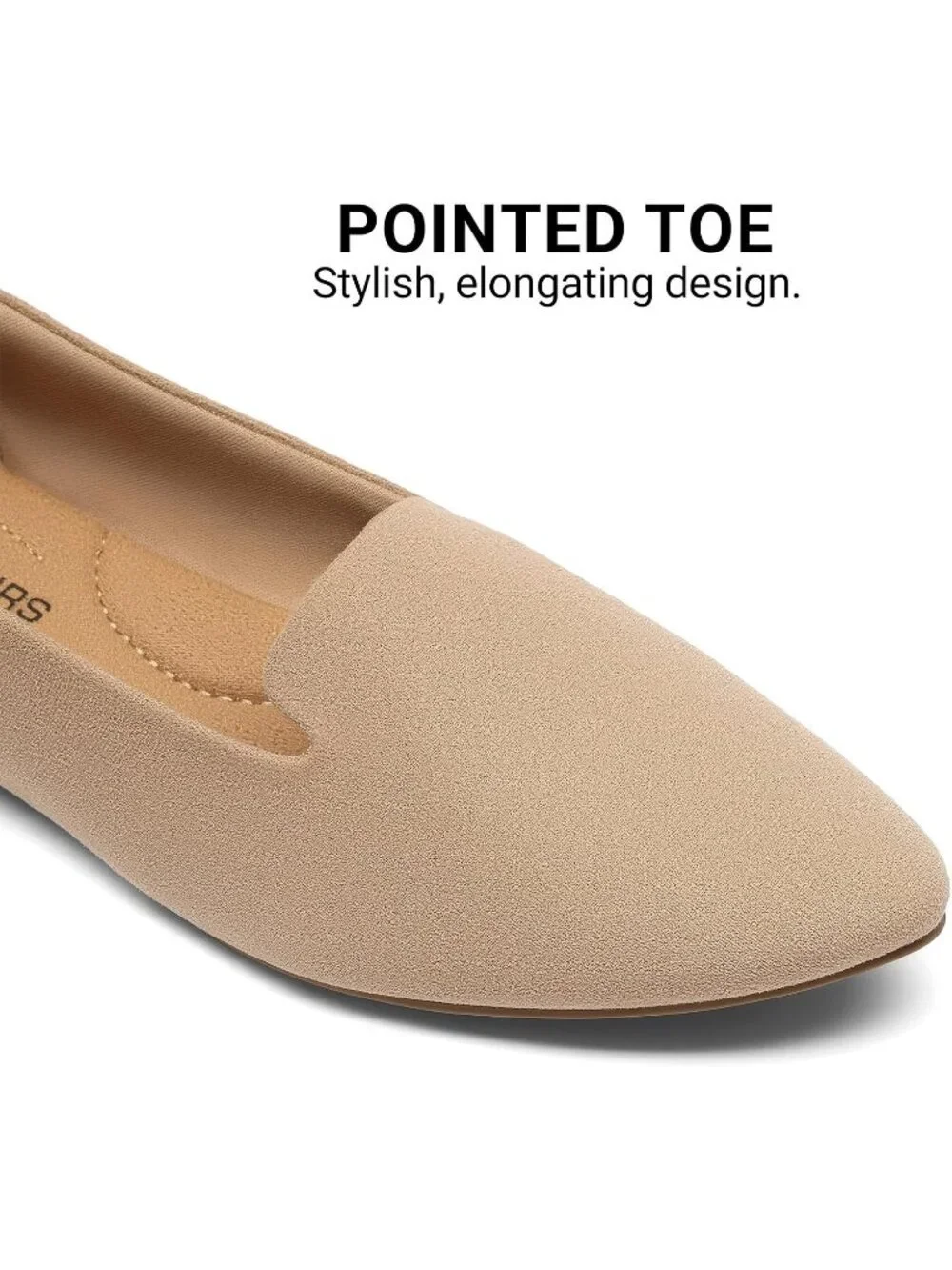 Women's Light Nude Faux Suede Chic pointed toe casual loafer Dressy Flats Shoes